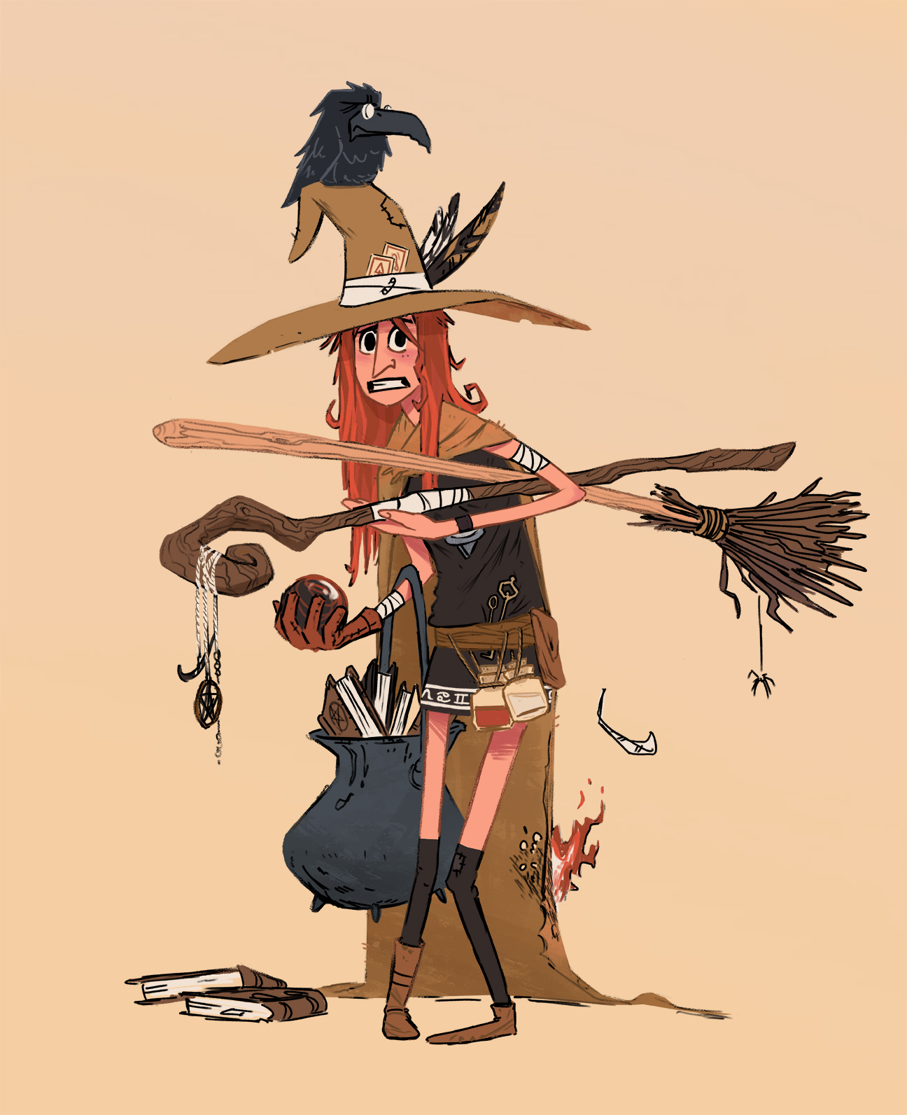 school of games character design of a apprentice witch by Matt Walker Art